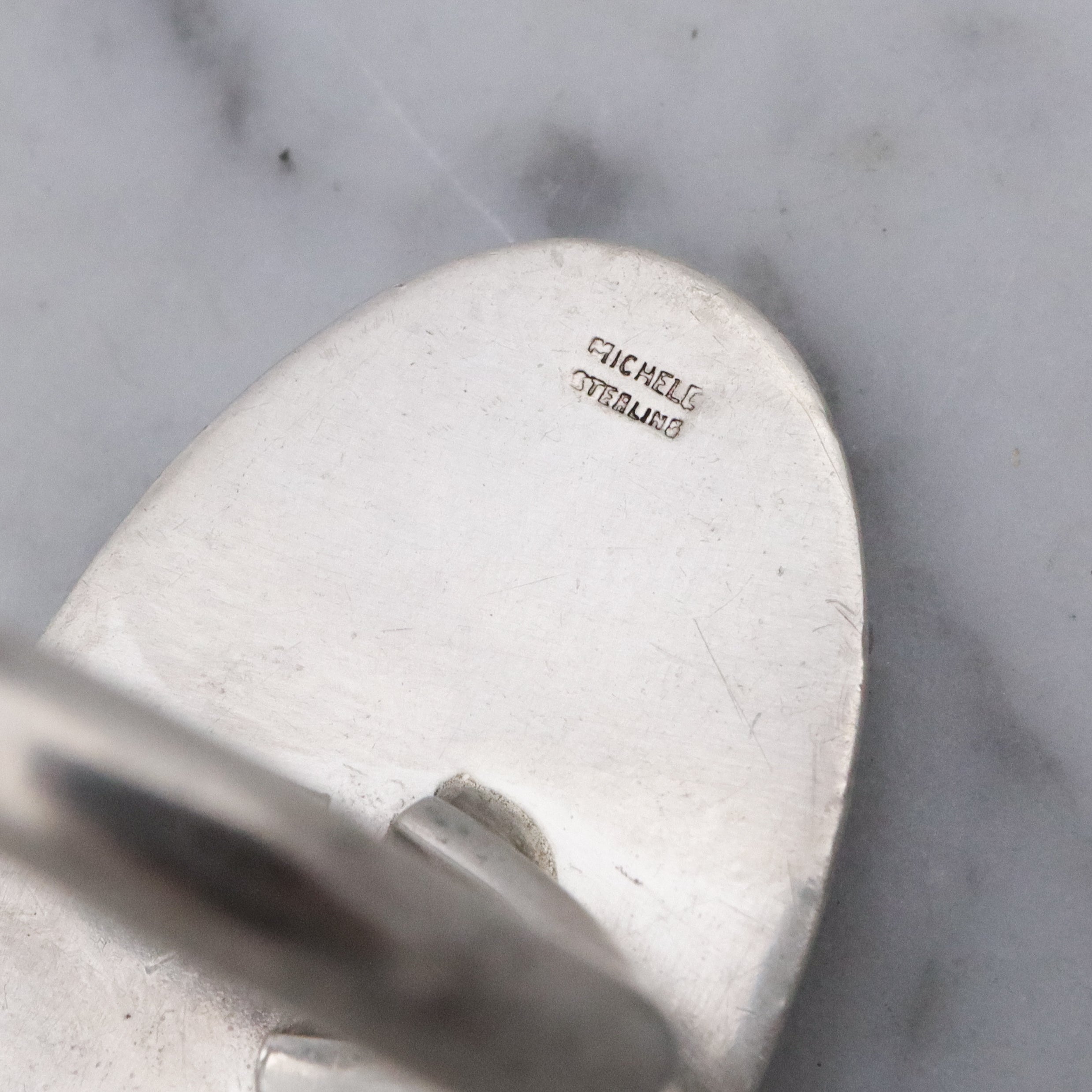 Mid Century sterling block letter "MR" ring, size 7 adjustable